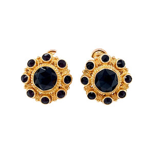 Gold ear clips with garnet 14 ct
