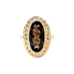 Gold ring with smoky quartz 14 carat