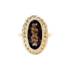 Gouden ring met rookkwarts 14 krt