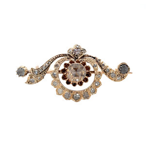 Gouden broche met roosdiamant 14 krt