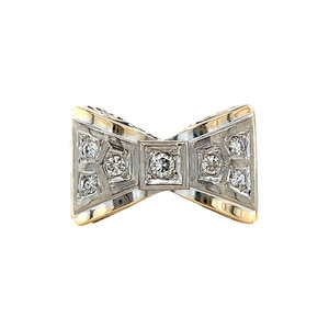 Gold bow ring with diamond 14 ct