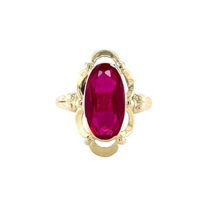 Gouden ring met robijn 14 krt
