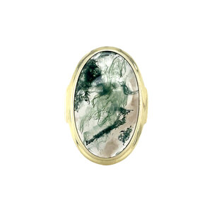 Gold ring with moss agate 14 carat
