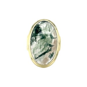 Gouden ring met mosagaat 14 krt