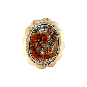 Gold ring with moss agate 14 carat