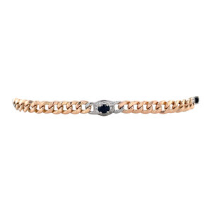 Bicolour gouden armband met saffier en diamant 14 krt