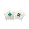 vintage White gold vintage stud earrings with emerald and mother-of-pearl 14 kt