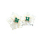 vintage White gold vintage stud earrings with emerald and mother-of-pearl 14 kt