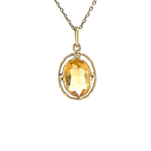 Gold pendant with citrine 14 carat