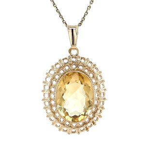 Gold pendant with citrine 14 kt