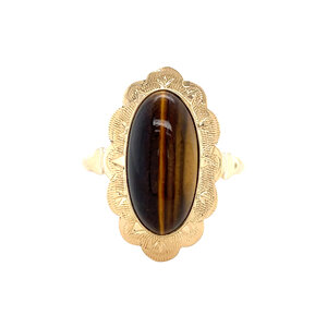 Gouden ring met tijgeroog 14 krt