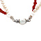 vintage Vintage bloedkoraal en parel collier met zilveren sluiting 925
