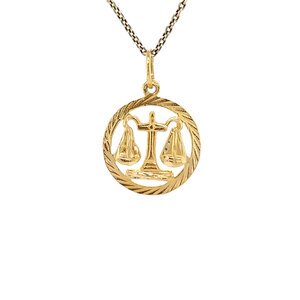 Gold weighing scale pendant 14 carat