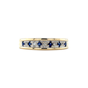 Gouden ring met saffier en diamant 14 krt