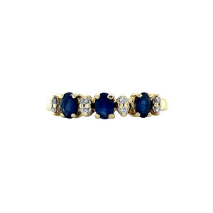 Gouden ring met saffier en diamant 14 krt