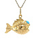 vintage Gouden vintage vis hanger met kleursteen 18 krt