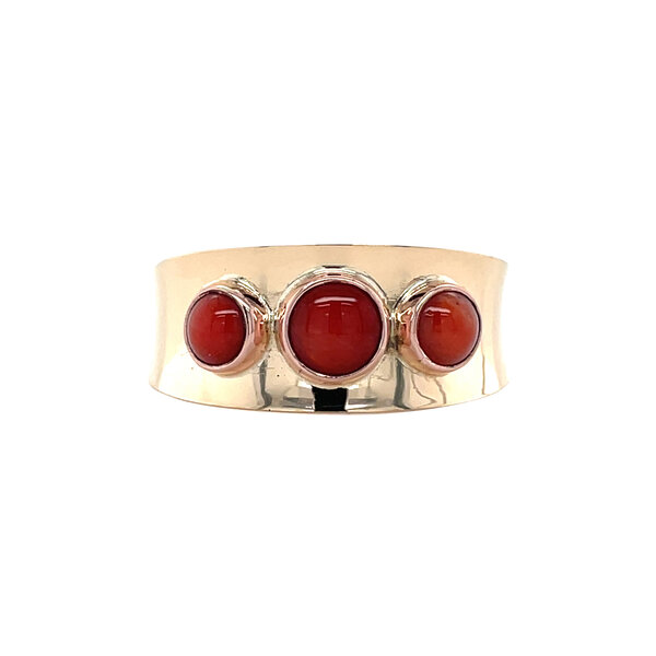 vintage Gouden vintage ring met bloedkoraal 14 krt