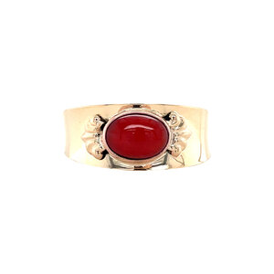 Golden ring with blood coral 14 kt