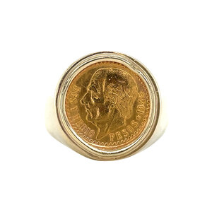 Gold coin ring 14 carat