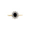 vintage Gouden vintage entourage ring met saffier en moissaniet 14 krt