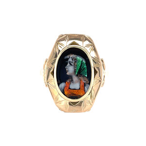 Gold ring with enamel 14 kt