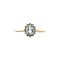 vintage Gouden vintage entourage ring met aquamarijn en diamant 14 krt