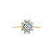 vintage Gouden entourage ring met aquamarijn en diamant 14 krt