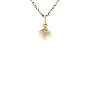 Gouden dobbelsteen hanger 14 krt