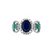 vintage Witgouden vintage entourage ring met smaragd, saffier en diamant 14 krt