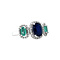 vintage Witgouden vintage entourage ring met smaragd, saffier en diamant 14 krt