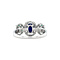 vintage Witgouden vintage entourage ring met smaragd, saffier en diamant 14 krt