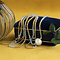 vintage Vintage citrien met aquamarijn collier met parel en siersluiting