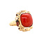 vintage Gouden vintage ring met bloedkoraal 14 krt