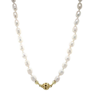 Parel collier met gouden bolsluiting 14 krt