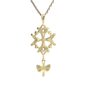 Golden Huguenot cross pendant 14 kt