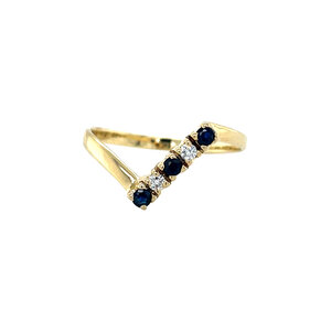 Gold ring with sapphire and diamond 14 carat