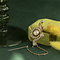 vintage Gouden vintage broche met roosdiamant 14 krt