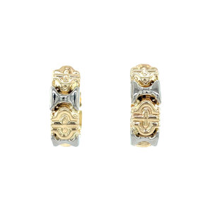 Bicolour golden fantasy earrings 14 kt