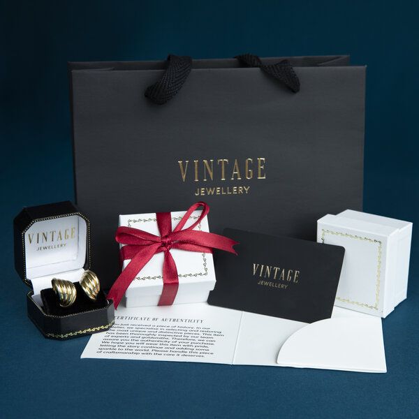 vintage Bicolour vintage gouden fantasie oorbellen 14 krt