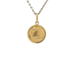 Gold Pisces zodiac pendant 18 kt