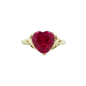 Hart ring met robijn 10 krt
