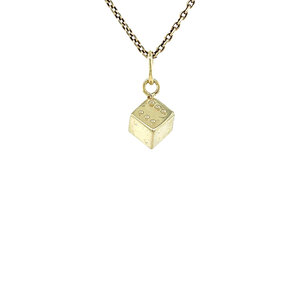 Gouden dobbelsteen hanger 14 krt