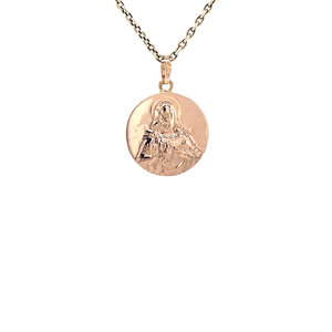 Roségouden hanger met Jozef, Maria en Jezus 14 krt