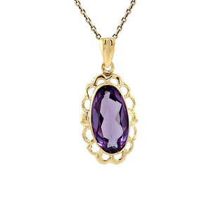Gold pendant with sapphire 14 carat