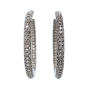 White gold hoop earrings with diamond 18 kt
