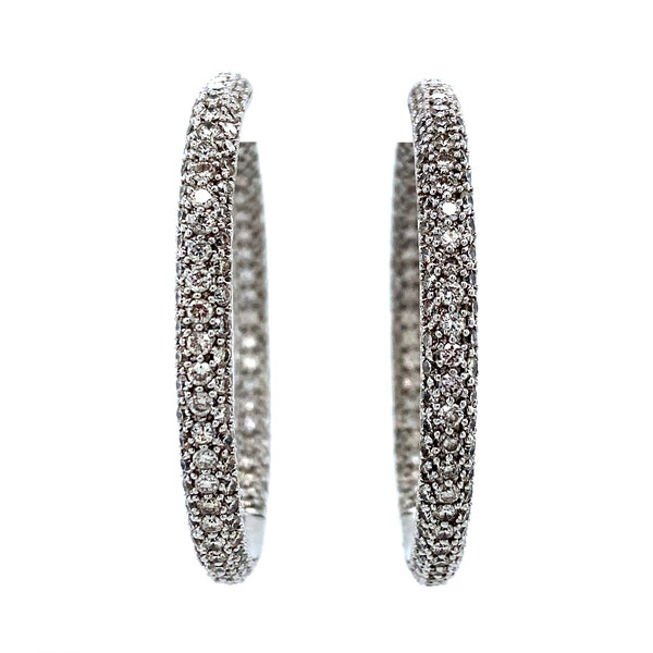 vintage Witgouden oorringen met diamant 18 krt
