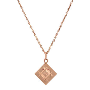 Roségouden koord collier met hanger 14 krt
