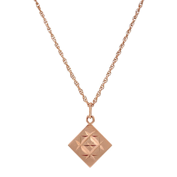vintage Roségouden vintage koord collier met hanger 14 krt