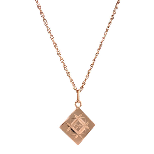 vintage Roségouden vintage koord collier met hanger 14 krt