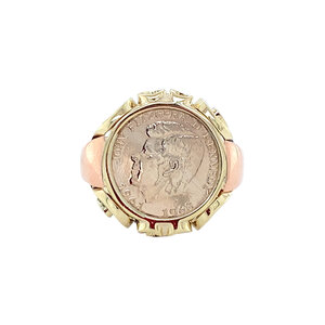 Gold coin ring 14 carat